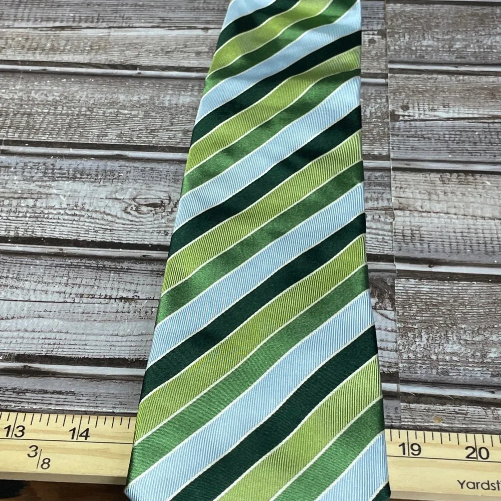 Charles Tyrwhitt Necktie Green Blue Striped Silk Tie‎ Jermyn Street London